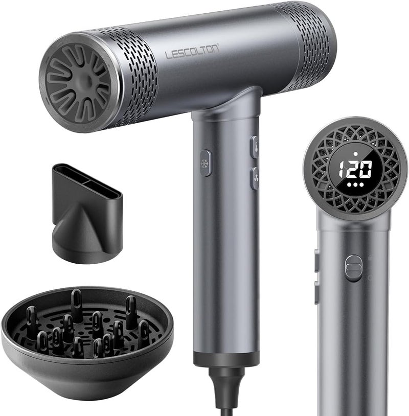 LESCOLTON Ionic Hair Dryer, 110,000 RPM Blow Dryer, Ionic Hair Dryer with LED Display, Negative Ion Technology, Powerful, Adjustable Temperature & Air Speed - Image 1