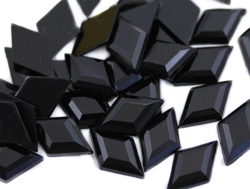 Allstarco 11x18mm Flat Back Diamond Acrylic Rhinestones Plastic Gems for Jewelry Making Costume Jewels Cosplay Embelishments - 35 Pieces (Jet Black H101) - Image 1