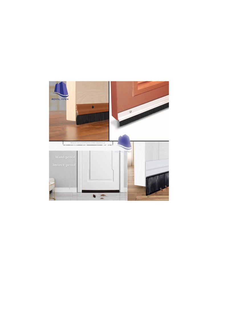 Door Bottom Brush & Rubber Seal with Screw for Exterior/Interior Doors, Insulation Door Seal Sound Proof Under Door Draft Blocker- Keeping Noise Repellent & Dust (100cm, Rubber Black)  - Image 3