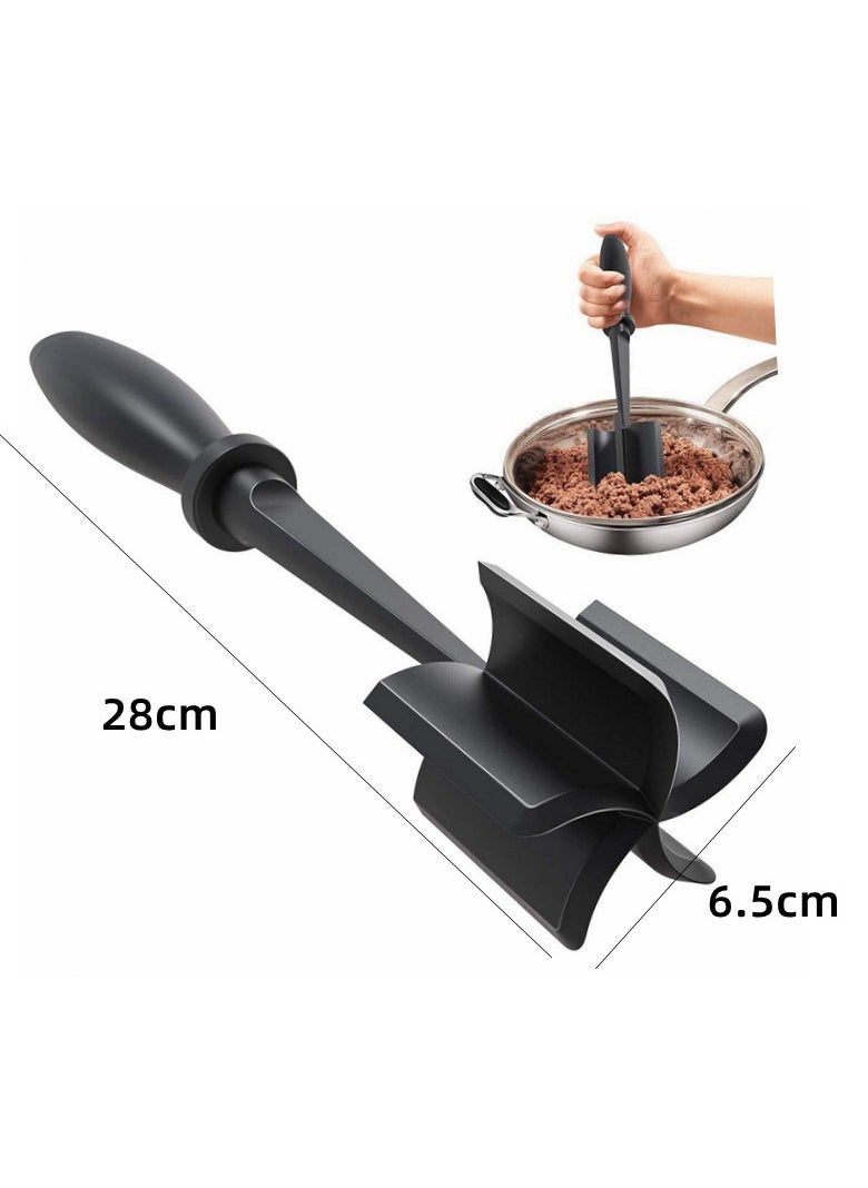 Multifunctional Meat Chopper & Potato Masher – Heat Resistant Smasher for Hamburger Meat, Ground Beef, Turkey – Non-Stick Cookware Utensil