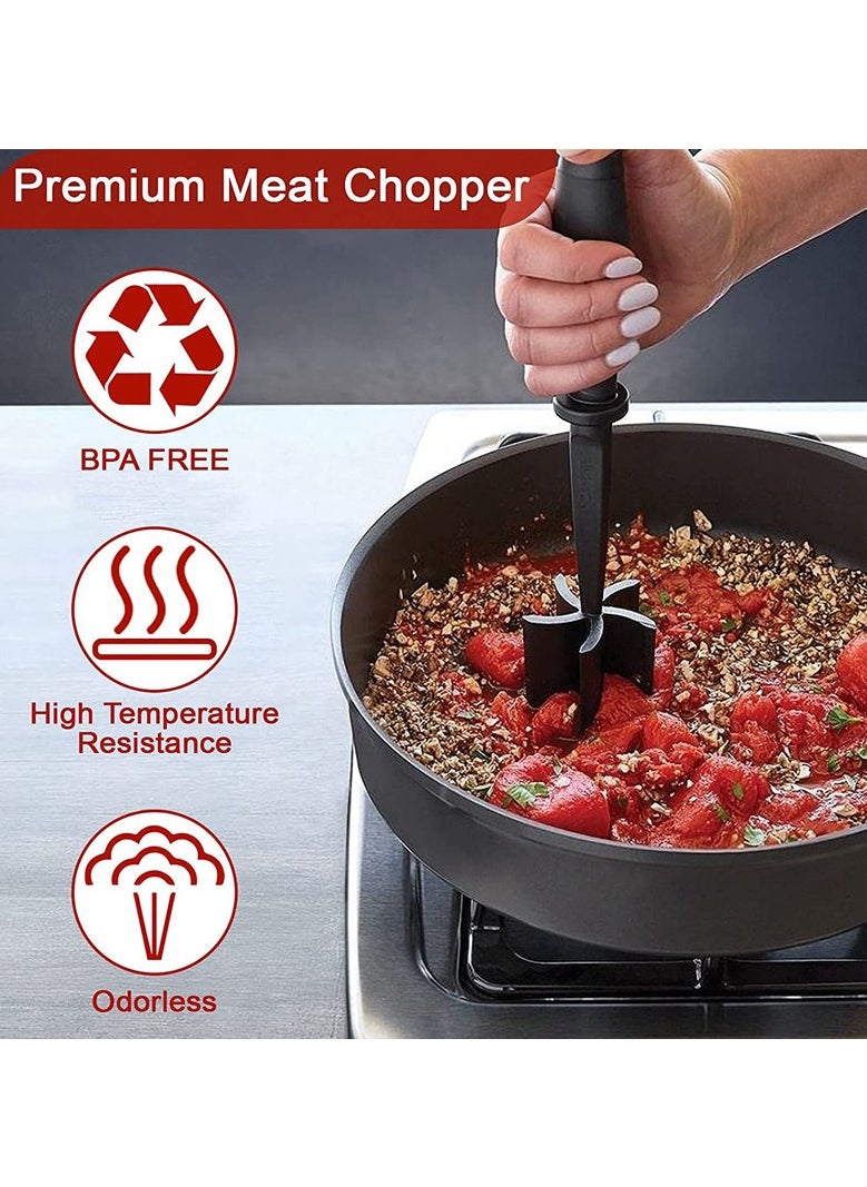 Multifunctional Meat Chopper & Potato Masher – Heat Resistant Smasher for Hamburger Meat, Ground Beef, Turkey – Non-Stick Cookware Utensil