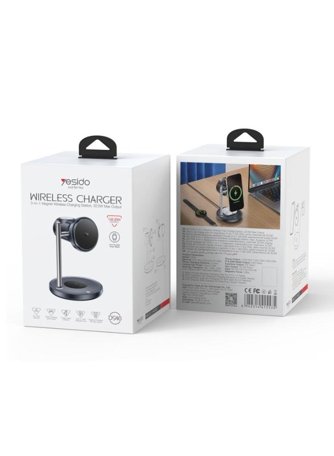 Yesido DS40 Qi2.2 3-in-1 Magnet Wireless Charging Station - Image 5