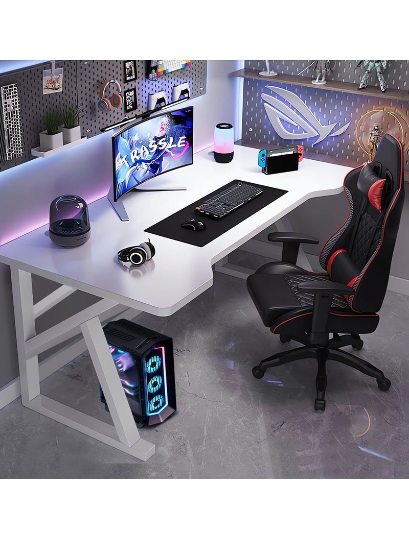 تراسل مكتب ألعاب، مكتب كمبيوتر مريح، مكتب كمبيوتر مريح، طاولة ألعاب متينة مع أرجل فولاذية على شكل حرف K، محطة عمل مكتبية منزلية، سهلة التجميع، 140x60x75 سم - Image 1