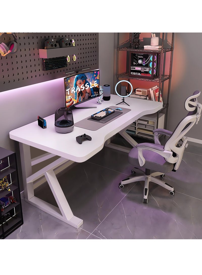 تراسل مكتب ألعاب، مكتب كمبيوتر مريح، مكتب كمبيوتر مريح، طاولة ألعاب متينة مع أرجل فولاذية على شكل حرف K، محطة عمل مكتبية منزلية، سهلة التجميع، 140x60x75 سم - Image 2