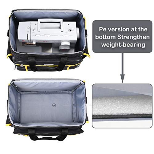 CAB55 Sewing Machine Case, Sewing Machine Carrying Bag with Removable Padding Pad, Tote Bag for Sewing Machine and Extra Sewing Accessories, Black (17"x13"x14") - Image 4