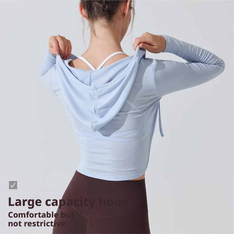 Women's Yoga Hoodie Slim Fit Breathable Long Sleeve - Image 3