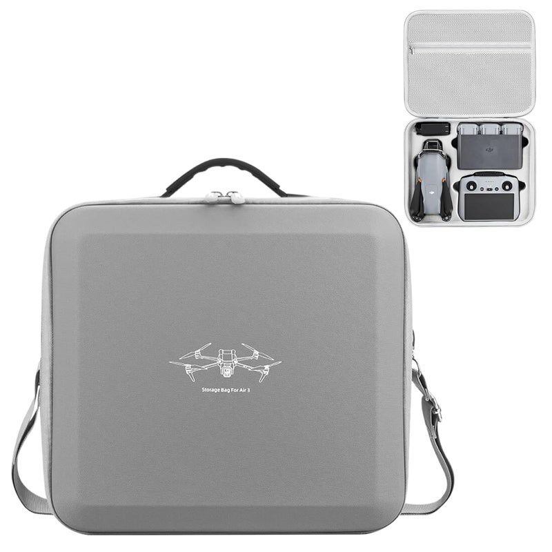 Sounce Air 3 Portable Carry Bag Protective Travel Bag Storage Case PU Hard Case with Shoulder Strap Accessories Case for DJI Air 3 Drone Accessories Waterproof, Shockproof (Grey) - Image 1