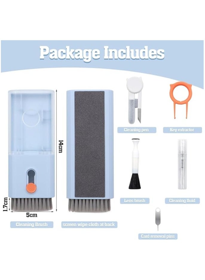 Generic 10-in-1 Keyboard Screen Cleaner Kit, Multifunctional Laptop Cleaning Brush with Keycap Puller and Brush, Screen Wipe Tools for MacBook, Tablet, PC, Phones, Earphone (Blue)  - Image 2