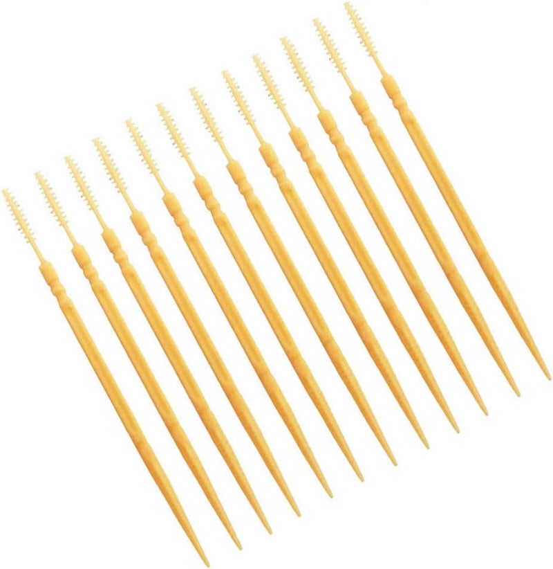 comfrt 200pcs Double-Head Toothpicks Soft Plastic Oral Care Interdental Floss Cleaners toothpicks,Braces Brush (Light Yellow) - Image 5