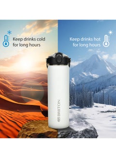 Briiton Nero 750ml White Stainless Steel Water Bottle |Copper Coated Vacuum Insulation|Food Grade Stainless Steel | Powder Coated | Secure Grip Leakproof Easy Pour Cap |Hot & Cold Thermos| Aqua Hydro  - Image 3