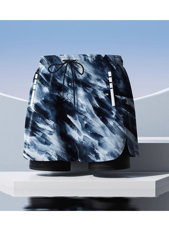 KUYING New High Waisted Flat Angle Swimming Trunks