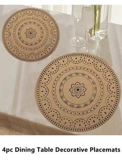 Kutis 4-Piece Dining Table Decorative Placemats PVC Black/Brown 37.5 Centimeter  - Image 2