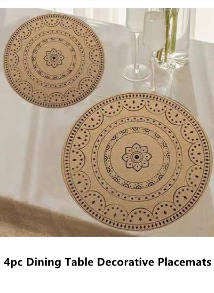 Kutis 4-Piece Dining Table Decorative Placemats PVC Black/Brown 37.5 Centimeter  - Image 2