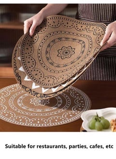Kutis 4-Piece Dining Table Decorative Placemats PVC Black/Brown 37.5 Centimeter  - Image 3