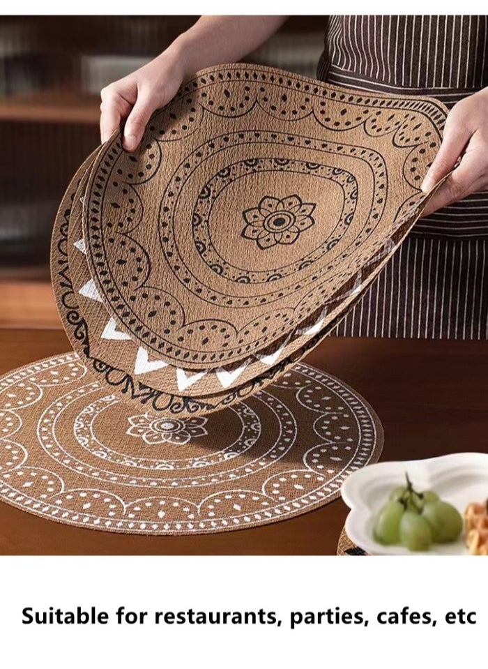 Kutis 4-Piece Dining Table Decorative Placemats PVC Black/Brown 37.5 Centimeter  - Image 3