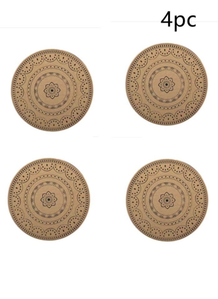 Kutis 4-Piece Dining Table Decorative Placemats PVC Black/Brown 37.5 Centimeter  - Image 1