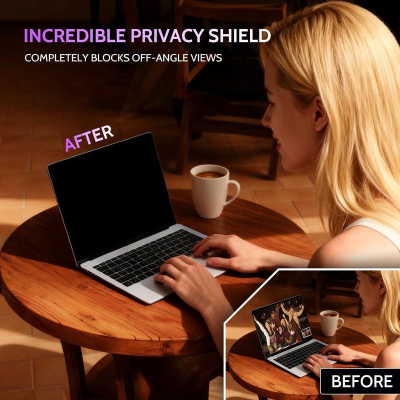 Peslv 360° 4 Way Laptop Privacy Screen for 15.6 Inch 16:9 Aspect Ratio Computer Monitor, Anti Glare Blue Light Spy Filter Private Cover, Bubble-Free Black Security Protector - Image 5
