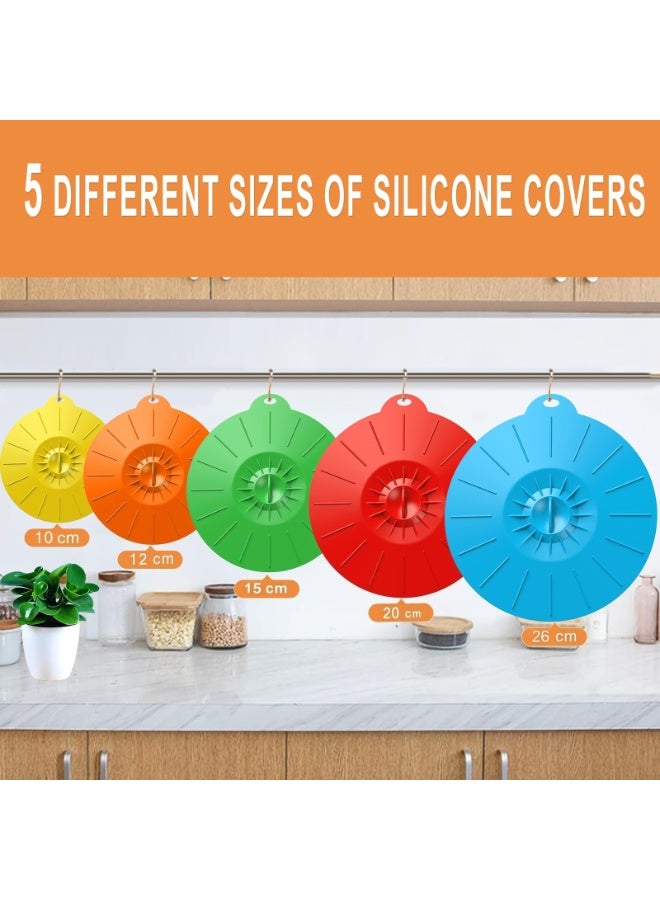 Daxiongmao 7 Pack Silicone Lids, Microwave Splatter Cover, 5 Sizes Reusable Heat Resistant Food Suction Lids fits Cups, Bowls, Plates, Pots, Pans, Skillets, Stove Top, Oven, Fridge BPA Free, Mothers Day Gifts - Image 2