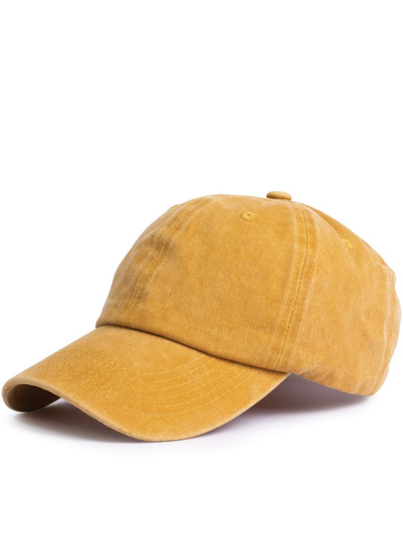 ايه ار سابلاي Ar Washed Cap من Arij Bags | كاب قطن مغسول، حزام قابل للتعديل، خفيف، جيد التهوية، للاستخدام اليومي (أصفر) - Image 1