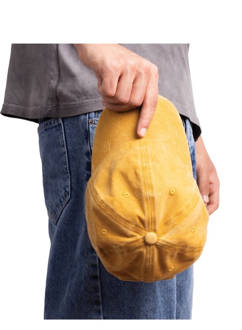 ايه ار سابلاي Ar Washed Cap من Arij Bags | كاب قطن مغسول، حزام قابل للتعديل، خفيف، جيد التهوية، للاستخدام اليومي (أصفر) - Image 3