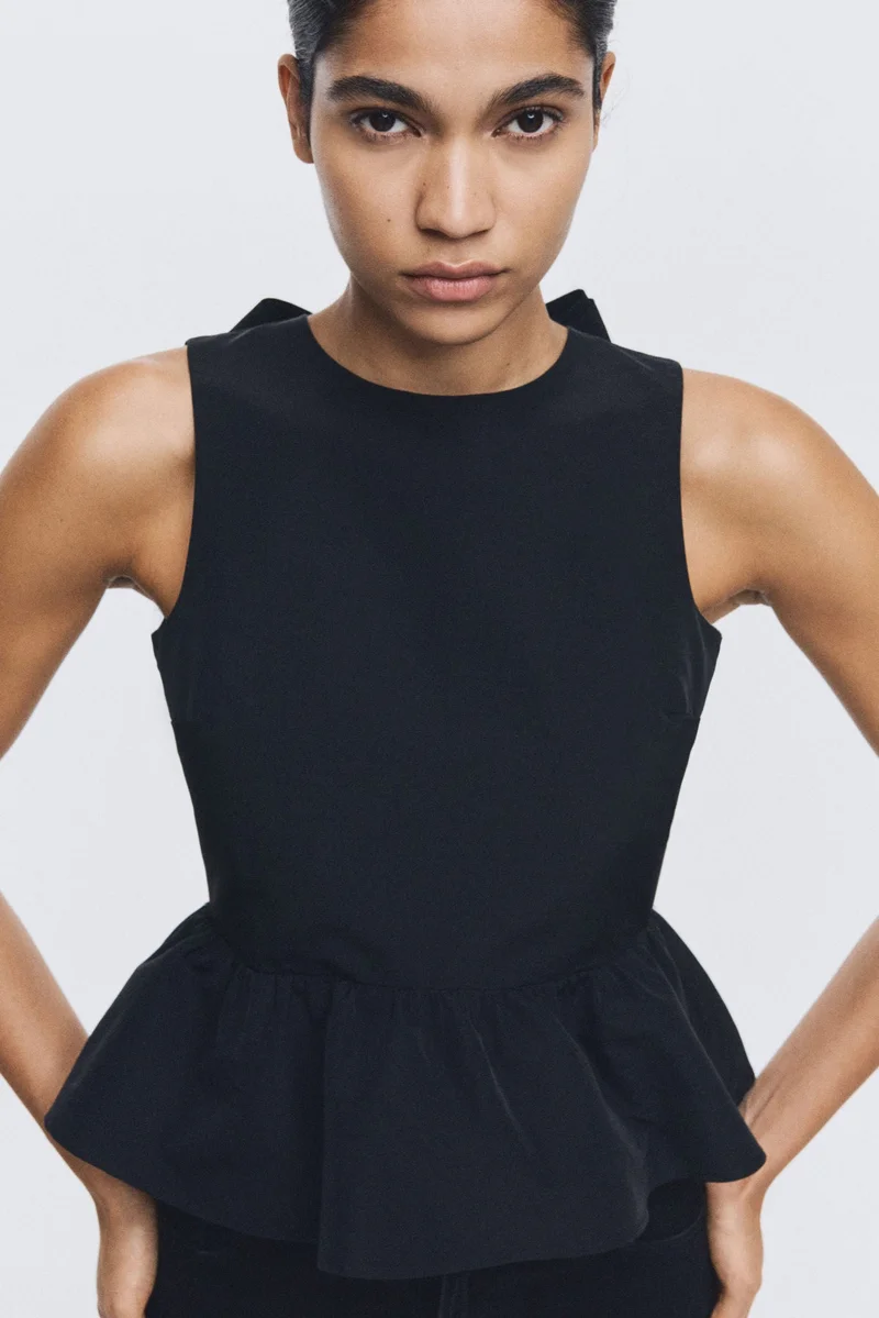 H&M Tie-detail peplum top