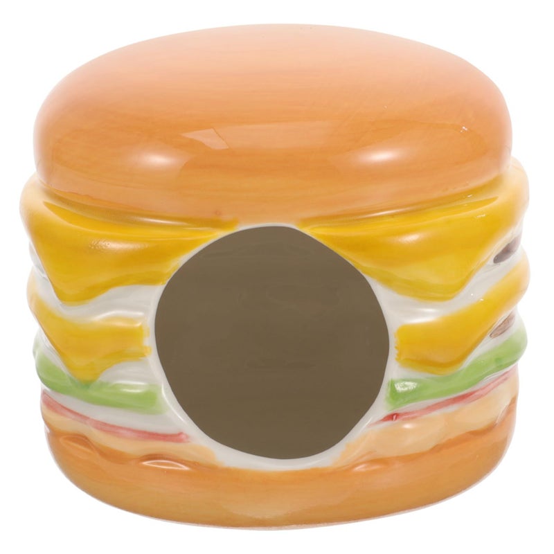 Burger Style Ceramic Hamster House Cooling Summer Nest for Small Pets Decorative Hideout - Image 2