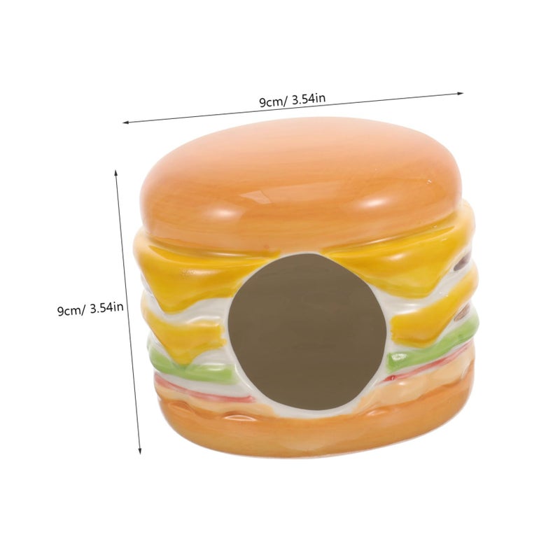 Burger Style Ceramic Hamster House Cooling Summer Nest for Small Pets Decorative Hideout - Image 3