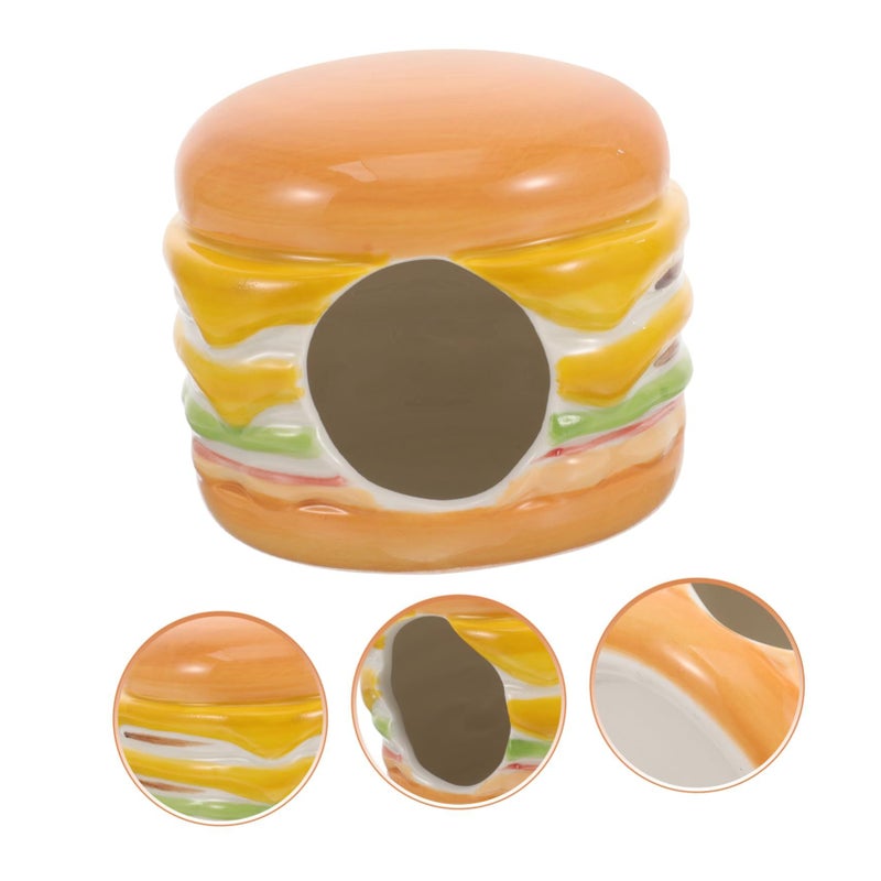 Burger Style Ceramic Hamster House Cooling Summer Nest for Small Pets Decorative Hideout - Image 4