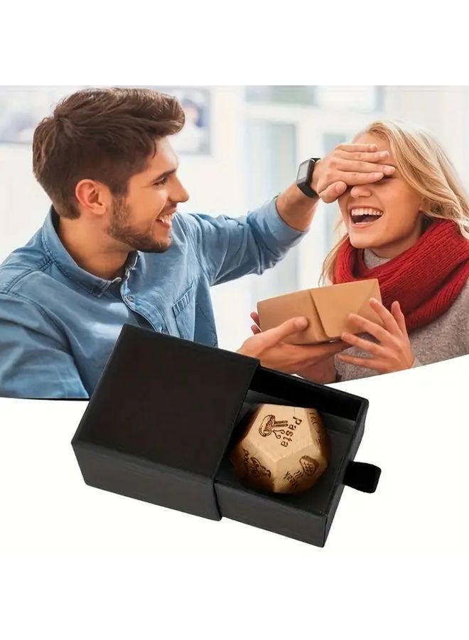 1 قطعة 12 وجهًا نرد خشبي مع صندوق هدايا ليوم الحب حفلة لعبة - Image 2