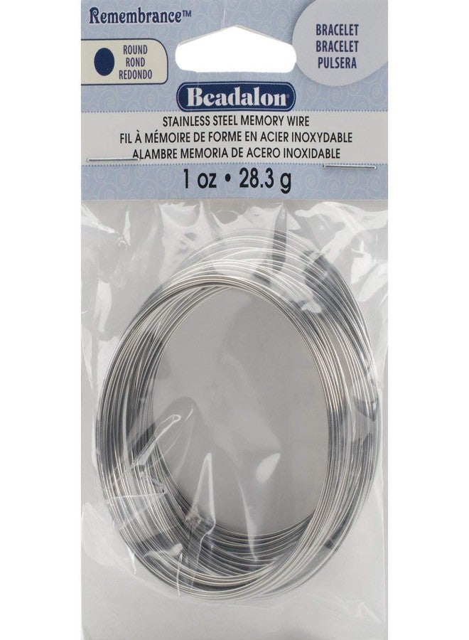 Beadalon Remembrance Stainless Steel Memory Wire, Round, Bracelet, Bright, 1 oz, Approx. 75 coils
