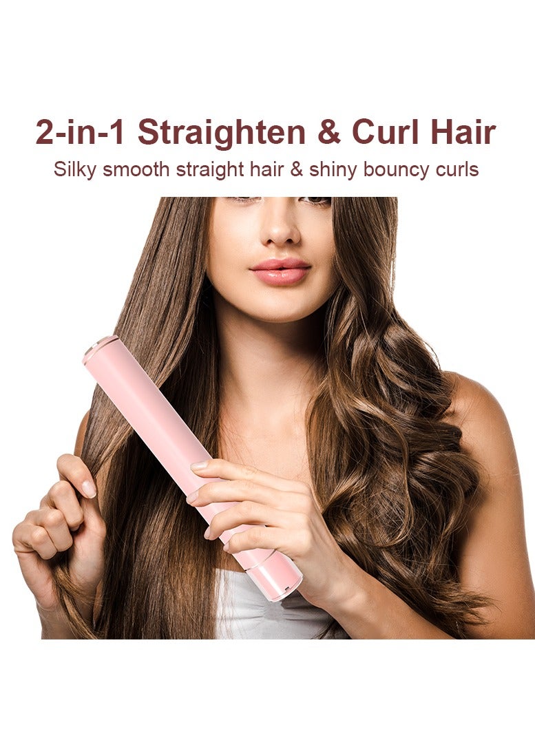 Portable Cordless Hair Straightener Brush with 5 Temp, 2 in 1 Straightener Brush and Curler for Women, Negative Ion Heated Hair Straightener Brush for Travel, in All Hair Type, Digital Power Display - Image 3