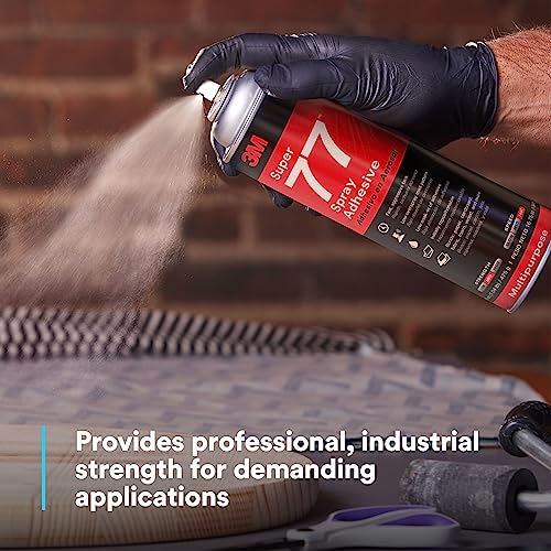 3M Super 77 Multipurpose Permanent Spray Adhesive Glue, Paper, Cardboard, Fabric, Plastic, Metal, Wood, Net Wt 16.75 oz - Image 3