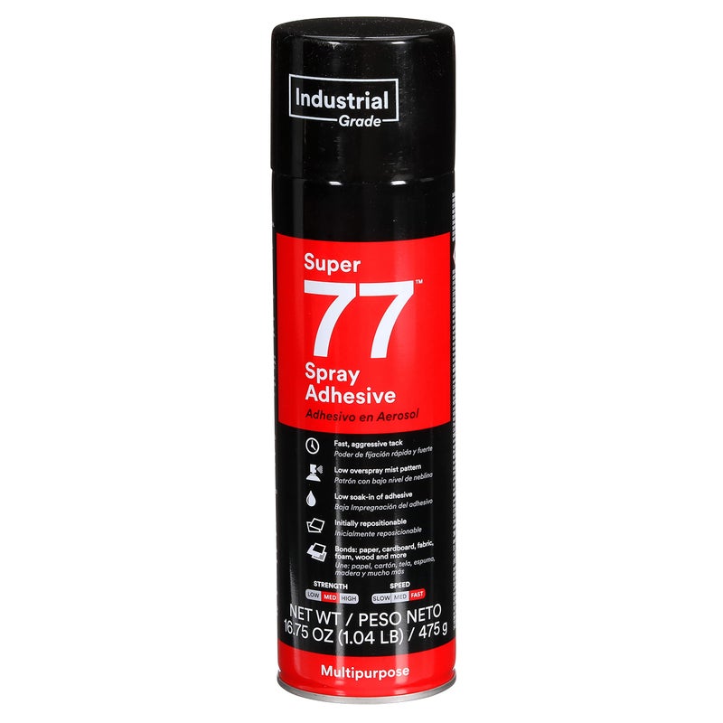 3M Super 77 Multipurpose Permanent Spray Adhesive Glue, Paper, Cardboard, Fabric, Plastic, Metal, Wood, Net Wt 16.75 oz - Image 5