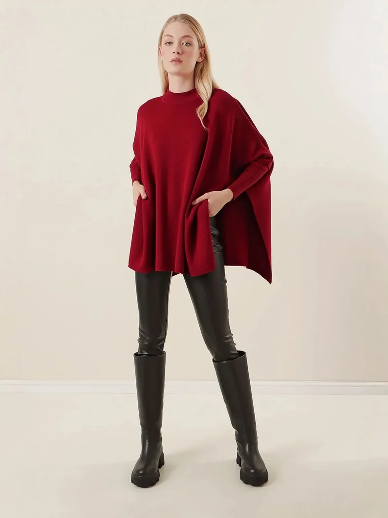 BIG DART BDART Slit Detailed Half Turtleneck Loose Sweater