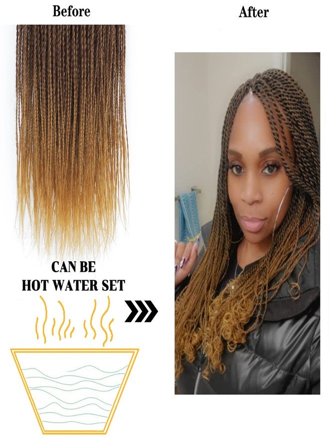 NAYOO Small Crochet Hair Senegalese Twist 18 Inch 8 Packs Ombre Braids Crochet Hair Pre-Looped, 35 Strands/Pack Crochet Twist Hot Water Setting, Ombre Crochet Hair for Black Women (18 Inch, 1B/350) - Image 2