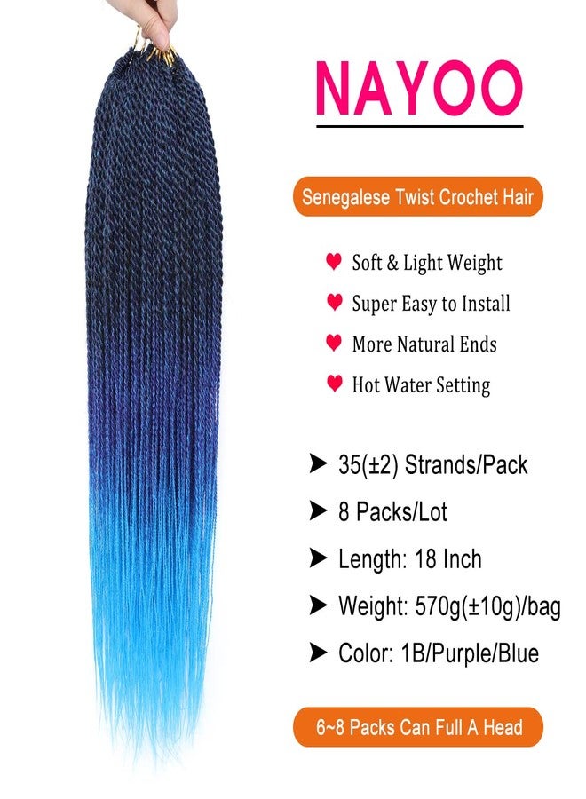 NAYOO Small Crochet Hair Senegalese Twist 18 Inch 8 Packs Ombre Braids Crochet Hair Pre-Looped, 35 Strands/Pack Crochet Twist Hot Water Setting, Ombre Crochet Hair for Black Women (18 Inch, 1B/350) - Image 4