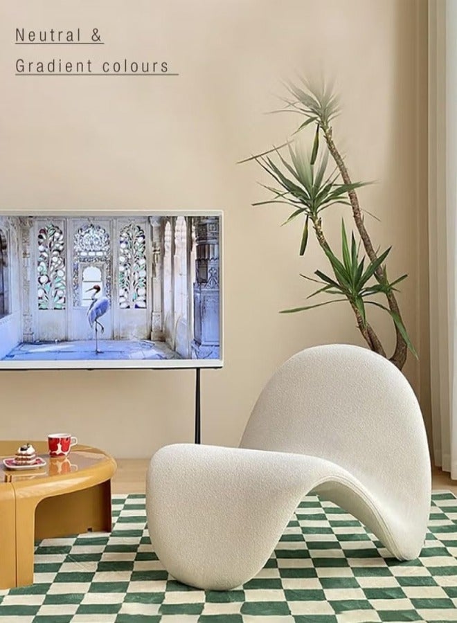 سي آند سي هوم كرسي استرخاء متموج عصري كرسي مينيماليست مريح من قماش البوكليه لغرفة المعيشة وغرفة النوم. - Image 4