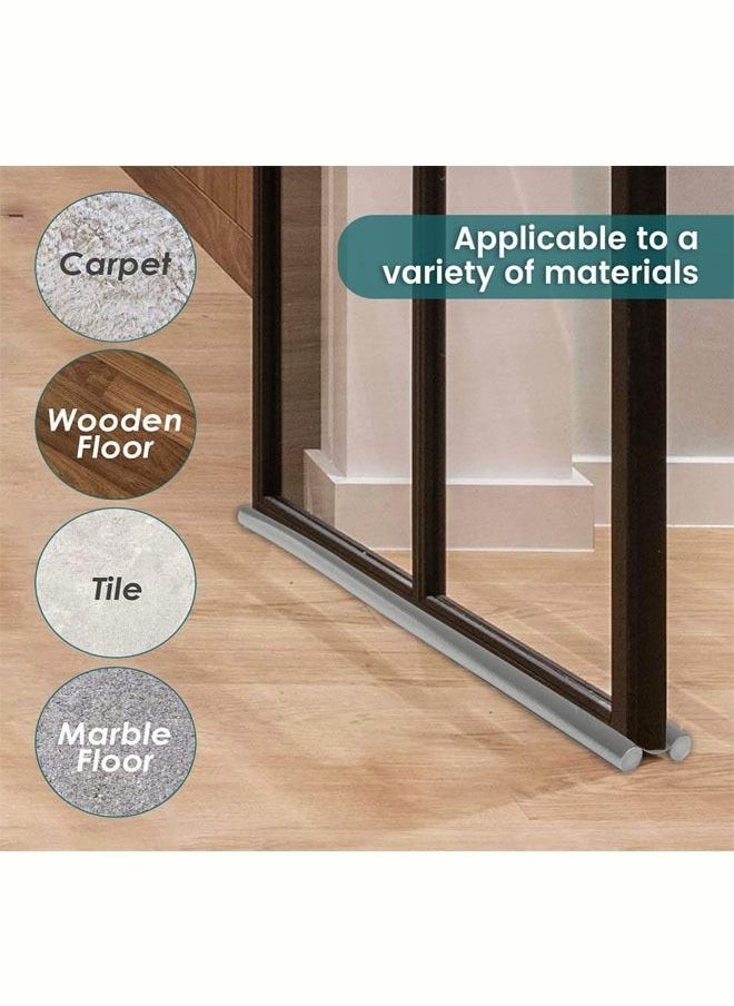 Twin Under Door Draft Stopper, 95cm Adjustable Window Breeze Blocker, Draft Guard Weather Stripping, Detachable & Washable Sound Proof Door Sweeps Noise Reduction Door Seal for Gap Seal(Grey)