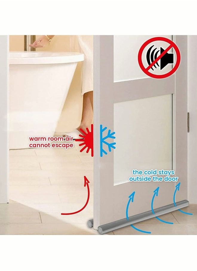 Twin Under Door Draft Stopper, 95cm Adjustable Window Breeze Blocker, Draft Guard Weather Stripping, Detachable & Washable Sound Proof Door Sweeps Noise Reduction Door Seal for Gap Seal(Grey)