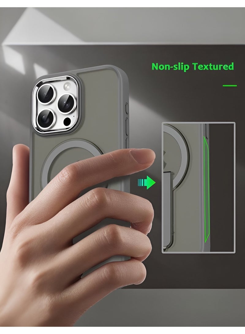 RITY Magnetic Multi-Function Case for iPhone 15 Pro Max 6.7", Matte Translucent Slim Back Cover with Hidden Kickstand, MagSafe Compatible, Shockproof and Elegant Protection - Image 4