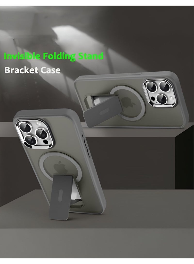 RITY Magnetic Multi-Function Case for iPhone 15 Pro Max 6.7", Matte Translucent Slim Back Cover with Hidden Kickstand, MagSafe Compatible, Shockproof and Elegant Protection - Image 3