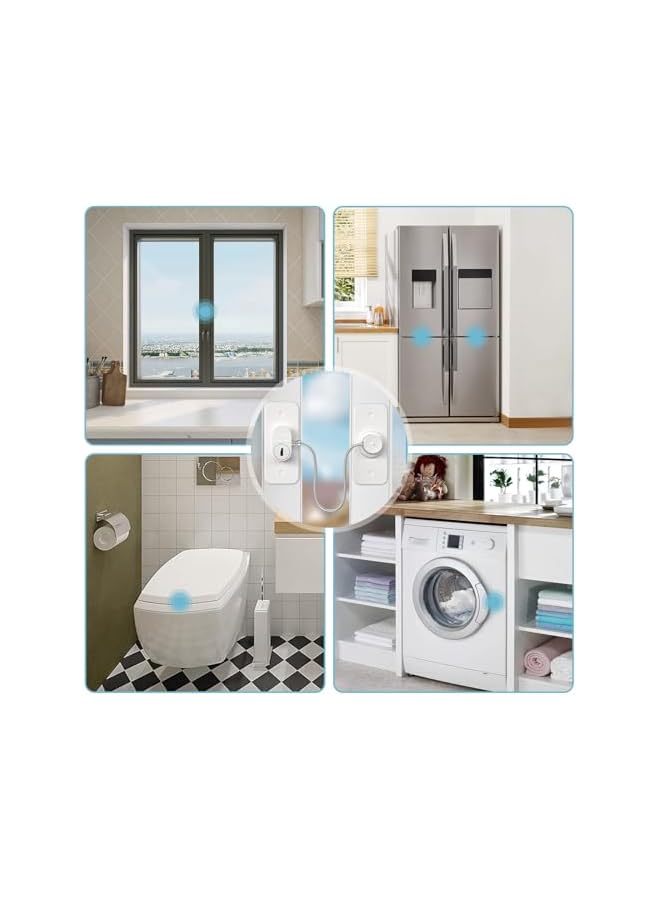 The Bros Window Safety Lock - Self-Adhesive, No Drilling Required, Versatile Restrictor for UPVC Windows, Keyed Refrigerator Lock, Child and Pet Safety Cable Lock, Durable and Childproof (White) - Image 3