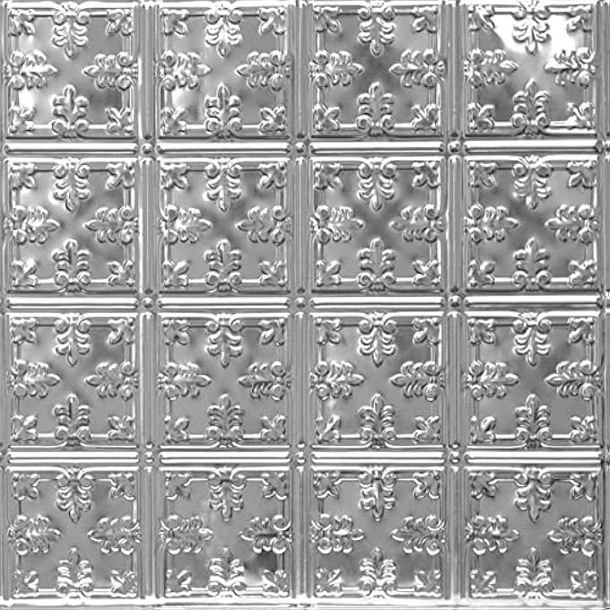FLORENTINE 2 FT. X 2 FT. TIN PLATED STEEL WALL AND CEILING PATTERNS DROP IN STEEL (UNFINISHED) 6 PACK - Image 1
