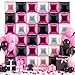 Charnoel 36 Pcs Black Pink Decorations Balloons Brick Square Foil Balloon Wall Backdrop Arch Kit Double Sided Metallic for Cartoon Video Game Birthday Party Supplies Black Pink Silver - Image 2
