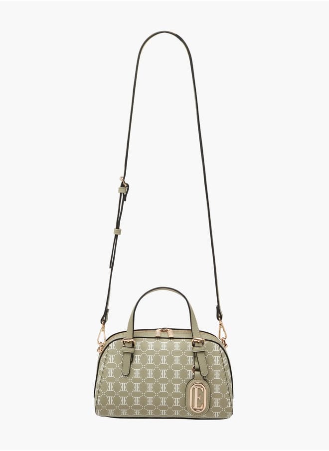 ELLE - Women All-Over Monogram Print Tote Bag with Detachable Strap and Zip Closure - Image 1