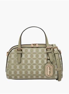 ELLE Women All-Over Monogram Print Tote Bag with Detachable Strap and Zip Closure  - Image 1