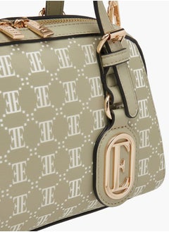 ELLE Women All-Over Monogram Print Tote Bag with Detachable Strap and Zip Closure  - Image 4