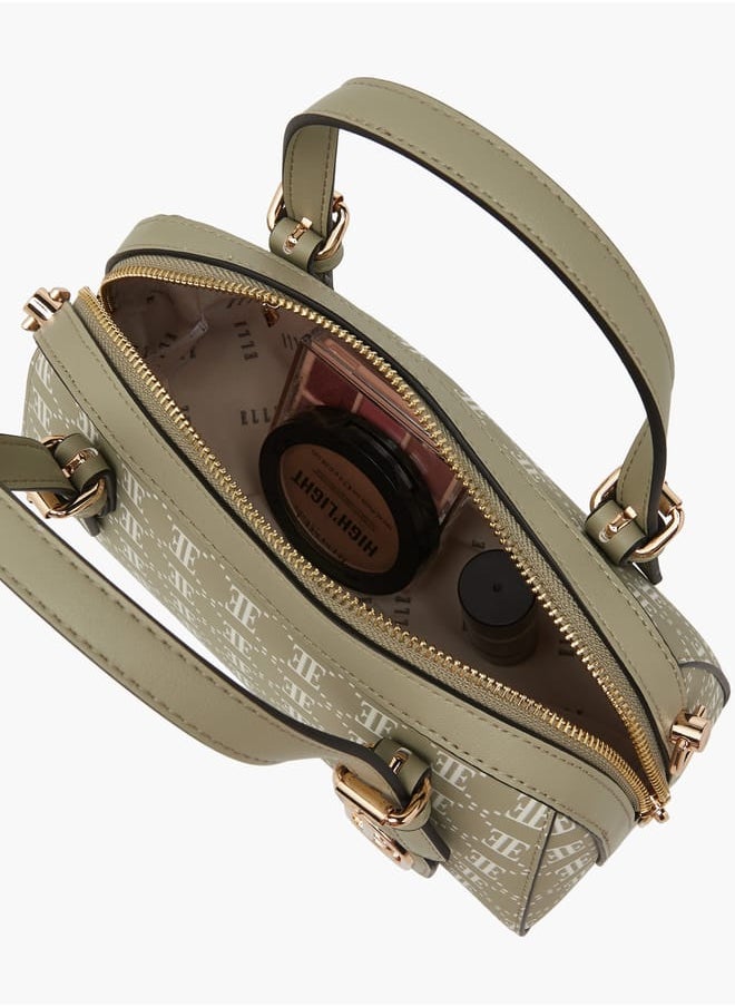 ELLE - Women All-Over Monogram Print Tote Bag with Detachable Strap and Zip Closure - Image 1