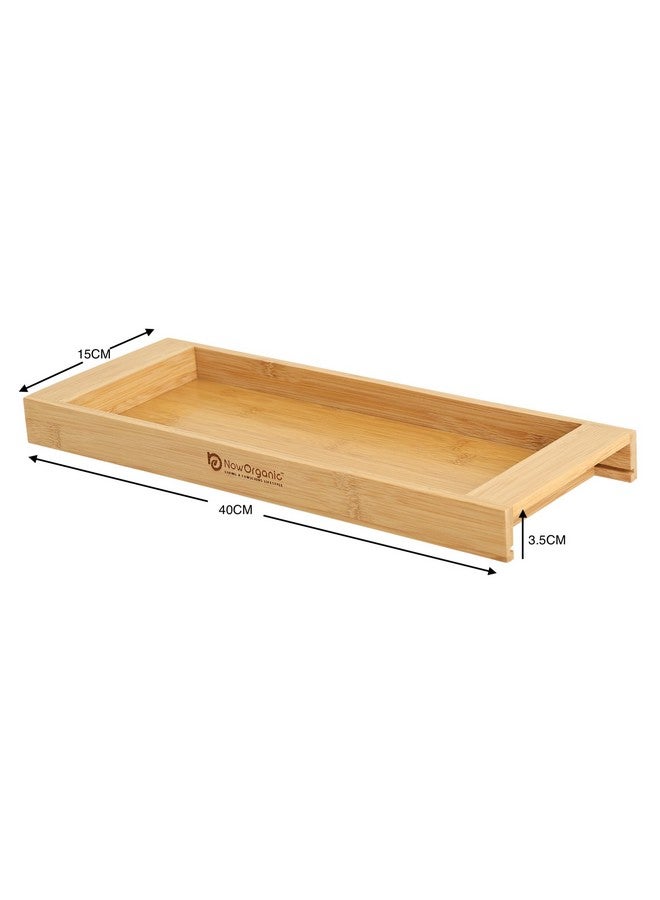 Now Organic - Living a Conscious Lifestyle Now Organic Band Bamboo Wood Tray: Versatile Kitchen and Bathroom Organizer - Stylish, Eco-Friendly, and Functional 39.5x15 cm (15.5x5.9'') - Image 2