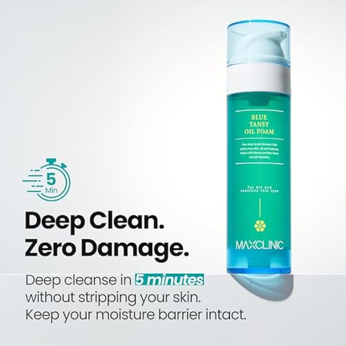 MAXCLINIC [K-Beauty] Blue Tansy Oil to Foam - All-in-One Korean Face Wash OilBased Foaming Facial Cleanser - Excess Sebum & Oil Control - Makeup Deep Cleansing Oil for All Skin Types (3.88 fl oz) - Image 5